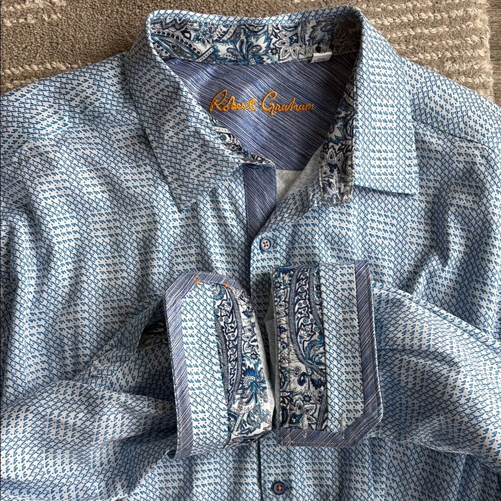 Robert Graham Blue Casual Button Down Shirt